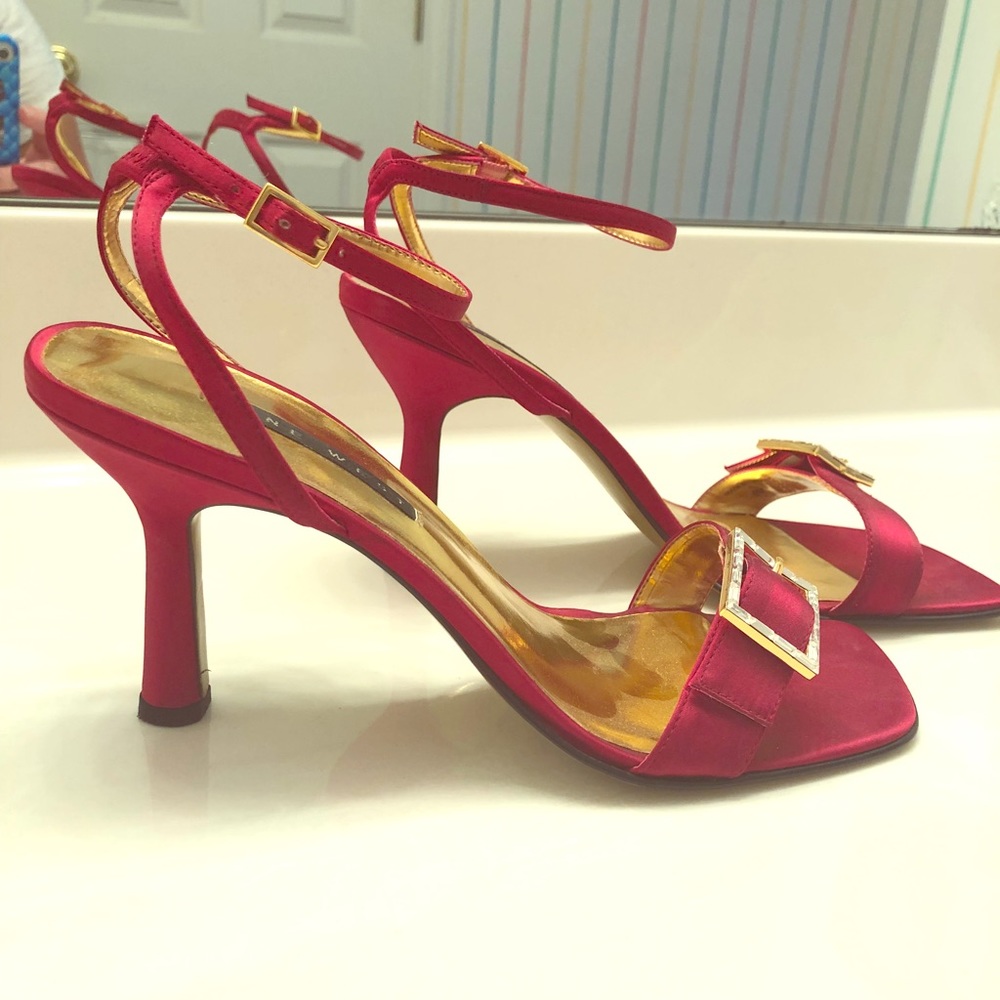 Red satin Nine West Sandals